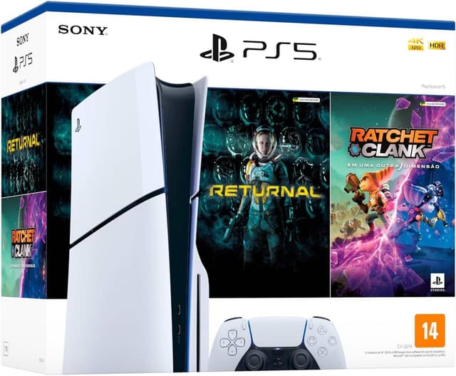 PlayStation 5 Slim com Disco + Returnal + Ratchet & Clank: Em Uma Outra Dimensão